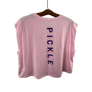 The Kitchen Dink Pickle Ball Crop Top Size Large Crewneck Sleeveless Pink Active